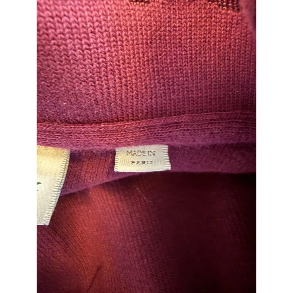 Lacoste Quarter Zip Pullover‎ Mens XL Burgundy Ribbed Cotton preppy